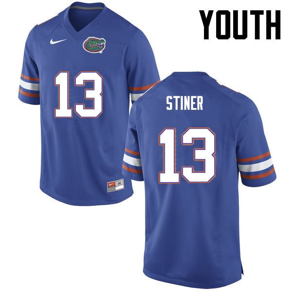 NCAA Florida Gators Donovan Stiner Youth #13 Nike Blue Stitched Authentic College Football Jersey EDH5164SF